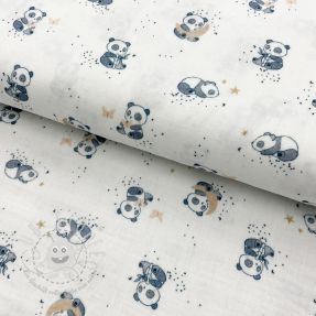 Double gauze/musselin Panda white digital print