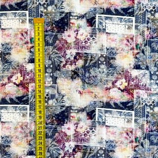 Viskosestoff RAYON POPLIN Patchwork pattern design A digital print