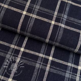 Leinenstoff VISCOSE Lira check blue