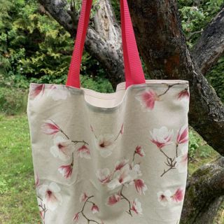 Dekostoff Linenlook Floral magnolia bloom