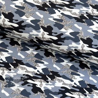 Jersey Shimmering camouflage blue digital print
