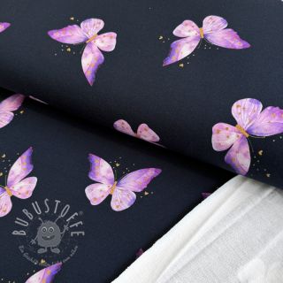 Sweatstoff Butterflies wing navy digital print