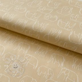 Baumwollstoff Elephants line Art Snoozy light yellow