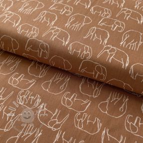 Baumwollstoff Elephants line Art Snoozy brick