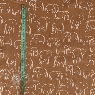 Baumwollstoff Elephants line Art Snoozy brick