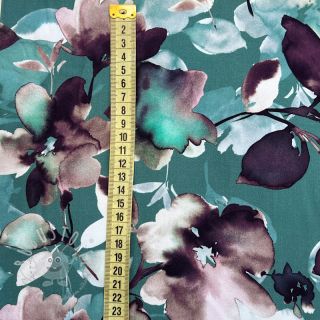 Viskosestoff Twill water painted floral green digital print