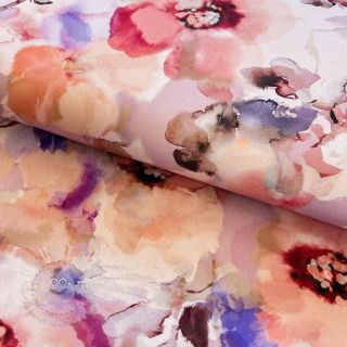 Viskosestoff Twill Blury florals purple digital print