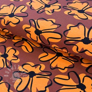 Jersey Retro flowers brown