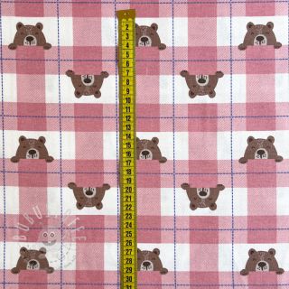 Baumwollstoff FLANNEL Bear check light pink