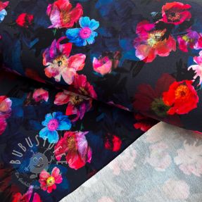 Sweatstoff Wild rose navy digital print