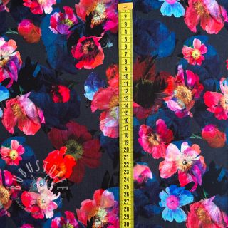 Sweatstoff Wild rose navy digital print