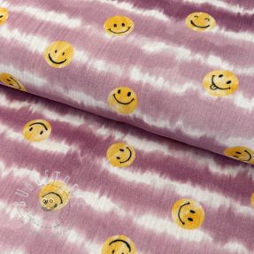 Double gauze/musselin Happy faces blush digital print