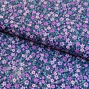 Baumwollstoff Mimi flowers navy purple digital print