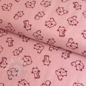 Baumwollstoff FLANNEL Cats old rose