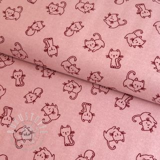 Baumwollstoff FLANNEL Cats old rose