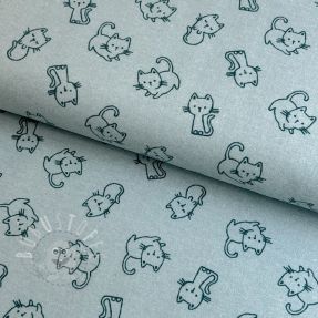 Baumwollstoff FLANNEL Cats mint