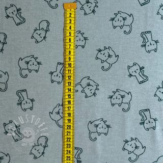 Baumwollstoff FLANNEL Cats mint