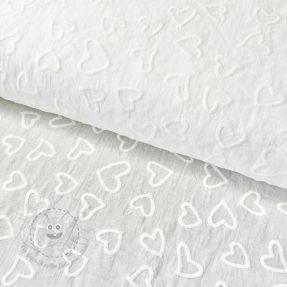 Baumwollstoff VOILE Embroidery Hearts white