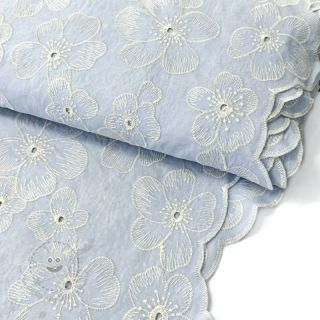 Baumwollstoff Embroidery Emilia light blue 2-side border