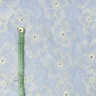 Baumwollstoff Embroidery Emilia light blue 2-side border