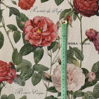 Dekostoff Linenlook premium Vintage Rose Garden digital print