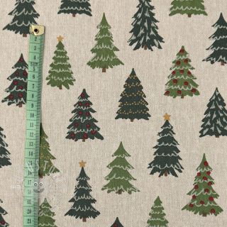 Dekostoff Linenlook Xmas Pine Tree