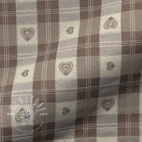 Dekostoff jacquard DOUBLE FACE Landhaus Heart Check taupe