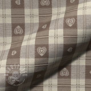 Dekostoff jacquard DOUBLE FACE Landhaus Heart Check taupe