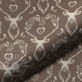 Dekostoff jacquard DOUBLE FACE Landhaus Deer Heart taupe