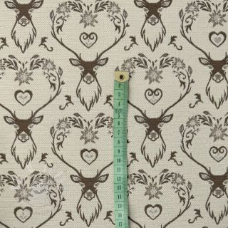 Dekostoff jacquard DOUBLE FACE Landhaus Deer Heart taupe