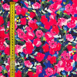 Viskosestoff LUREX Pink flowers digital print