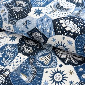 Dekostoff jacquard Tucan allover bleu