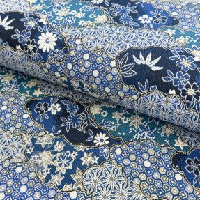 Dekostoff jacquard Nuage allover bleu