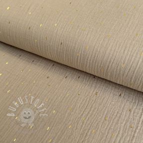 Double gauze/musselin Foil stripes beige/gold