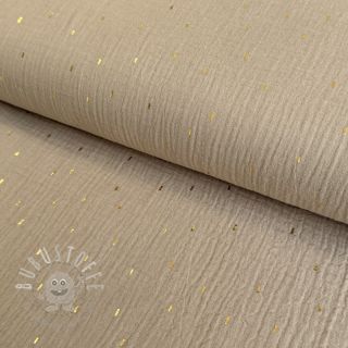 Double gauze/musselin Foil stripes beige/gold