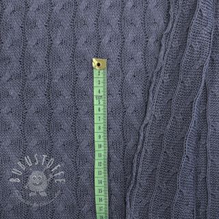 Strickstoff Jacquard CABLE steel blue