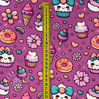 Jersey Sweet food fuchsia digital print