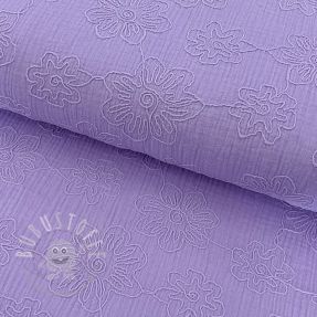 Double gauze/musselin EMBROIDERY Flowers lilac