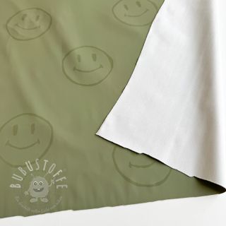 Regenmantel Stoff Happy faces army green